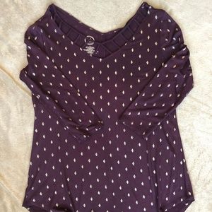 Maroon Top with Gold Accents and Cut Outs